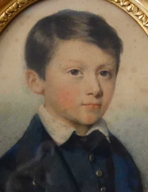 Portrait pastel d'un jeune garçon, époque XIXe siècle - Napoléon III