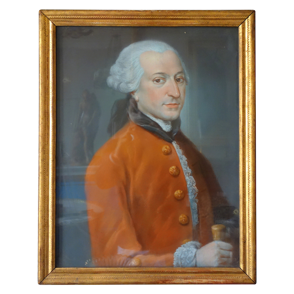 Portrait of a gentleman wearing a red jacket, Louis XVI period - pastel