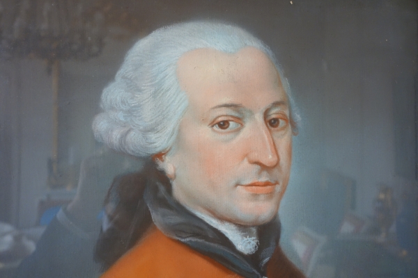 Portrait de gentilhomme à la veste rouge, époque Louis XVI - pastel