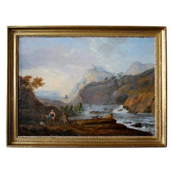 Ecole française du XVIIIe siècle paysage à la cascade, suiveur de Jean Baptiste Claudot - 88cm x 67cm