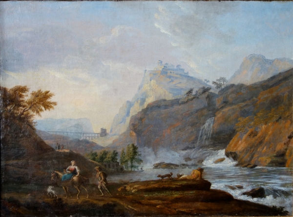 18th century French school, landscape showing a waterfall - 88cm x 67cm