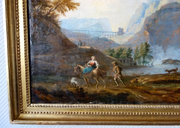 Ecole française du XVIIIe siècle paysage à la cascade, suiveur de Jean Baptiste Claudot - 88cm x 67cm