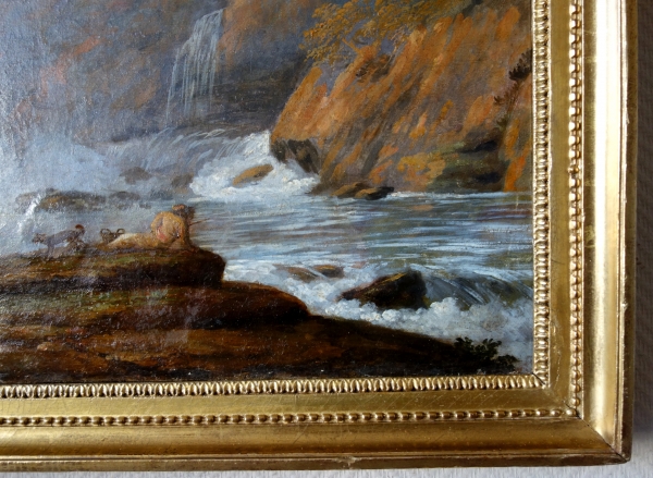 Ecole française du XVIIIe siècle paysage à la cascade, suiveur de Jean Baptiste Claudot - 88cm x 67cm