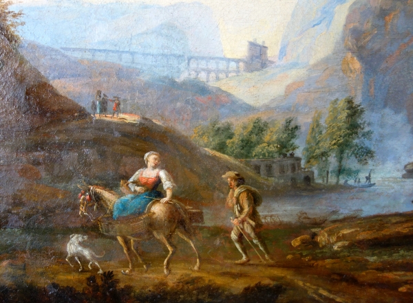 Ecole française du XVIIIe siècle paysage à la cascade, suiveur de Jean Baptiste Claudot - 88cm x 67cm