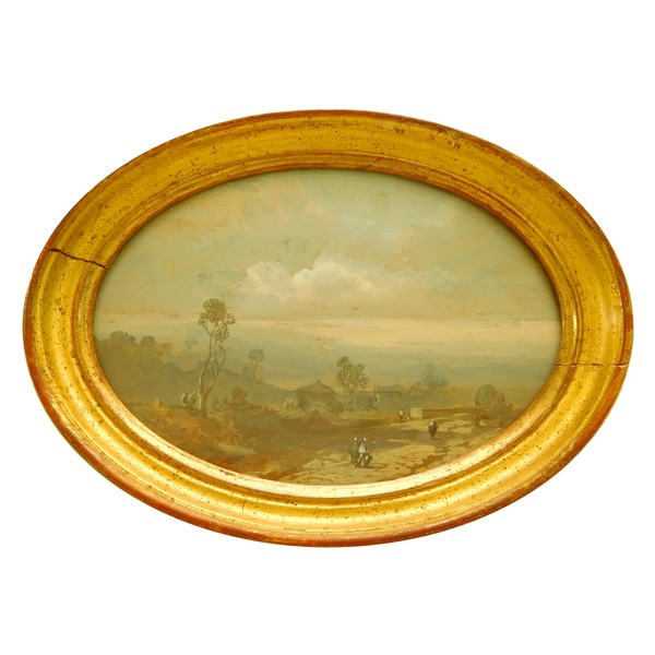 Eugène Ciceri : miniature painting, Italian landcape - 19th century