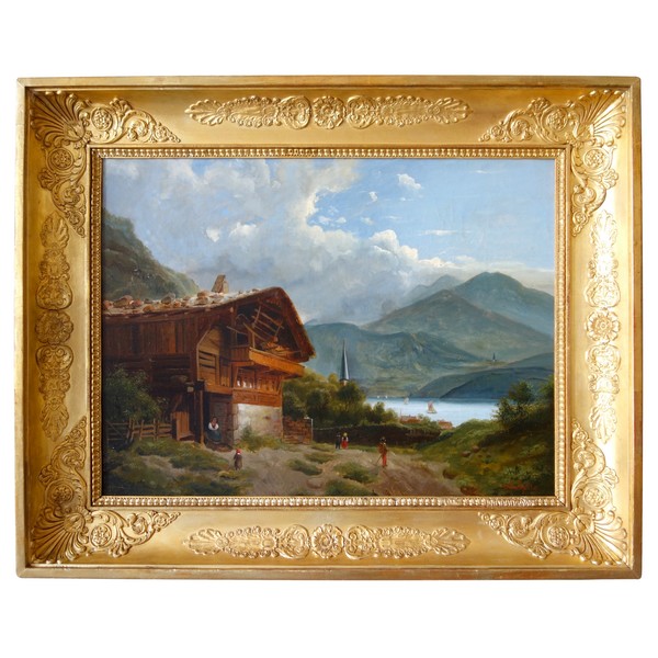 Louis Auguste Lapito (1803 - 1874) : tableau de montagne au chalet vers 1830