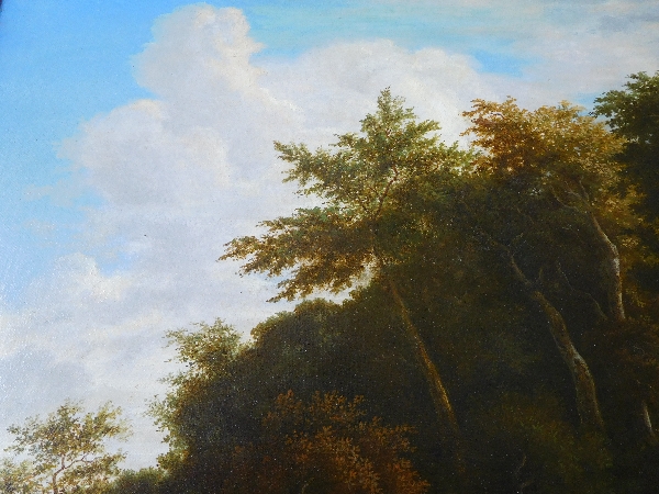 Grand huile sur toile : paysage romantique, époque Empire Restauration