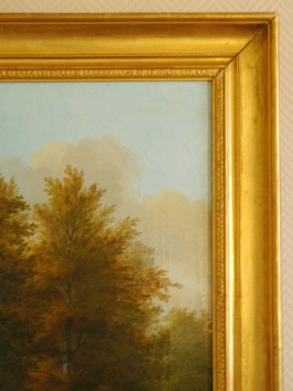 Large 19th century painting : romantic landscape, Empire / Restoration period