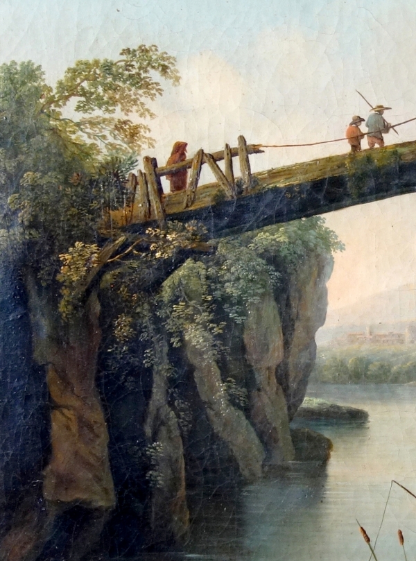 Ecole française du XVIIIe siècle, paysage de pont en ruine dans le goût d'Hubert Robert