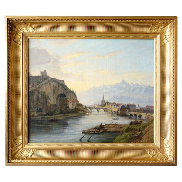 Ecole Française du début XIXe siècle : Grenoble - la Porte de France, suiveur de Jean Achard - vers 1837