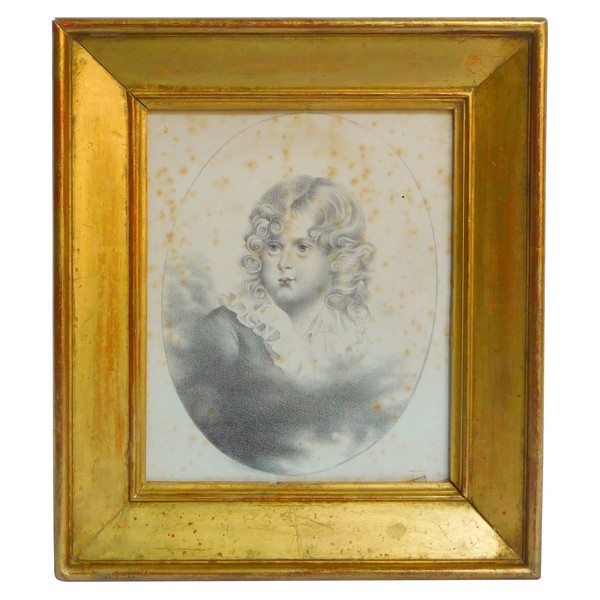 Portrait of Napoleon II, early 19th century pencil drawing in its gilt wood frame