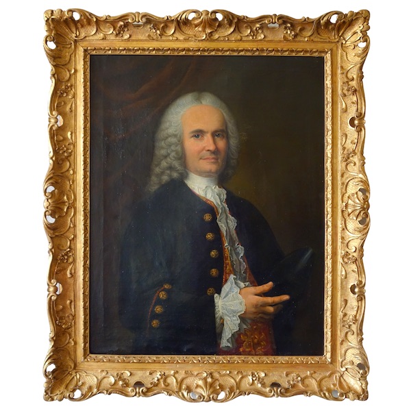 18th century French school, portrait of an aristocrat wearing a hunting costume - 64cm x 82cm