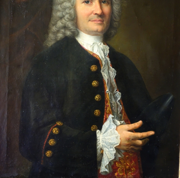 Ecole Française du XVIIIe siècle, portrait d'aristocrate en costume de chasse - 64cm x 82cm