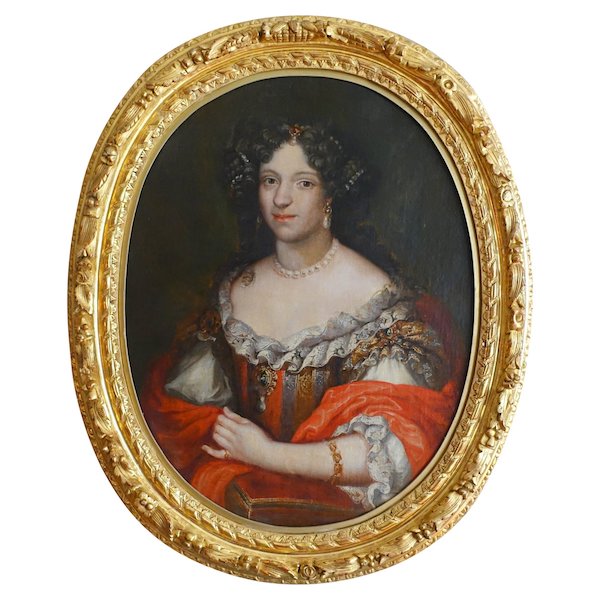 17th century French school, portrait of an aristocrat lady, Louis XIV period circa 1660 - 98cm x 80cm