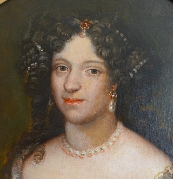 17th century French school, portrait of an aristocrat lady, Louis XIV period circa 1660 - 98cm x 80cm