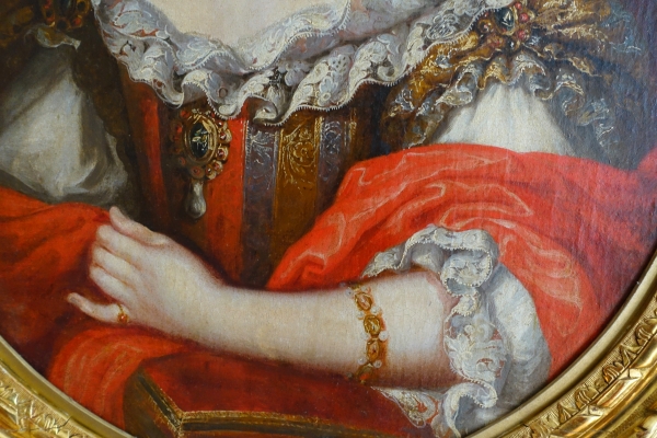 17th century French school, portrait of an aristocrat lady, Louis XIV period circa 1660 - 98cm x 80cm