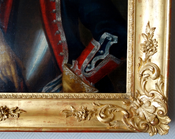 Ecole Française du XVIIIe siècle, portrait d'aristocrate garde corps du Roi en cuirasse - 60cm x 76cm