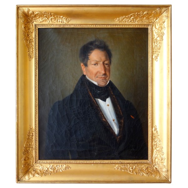Early 19th century French school, portrait of an aristocrat in the 1830s - oil on canvas - 82.5cm x 73.4cm