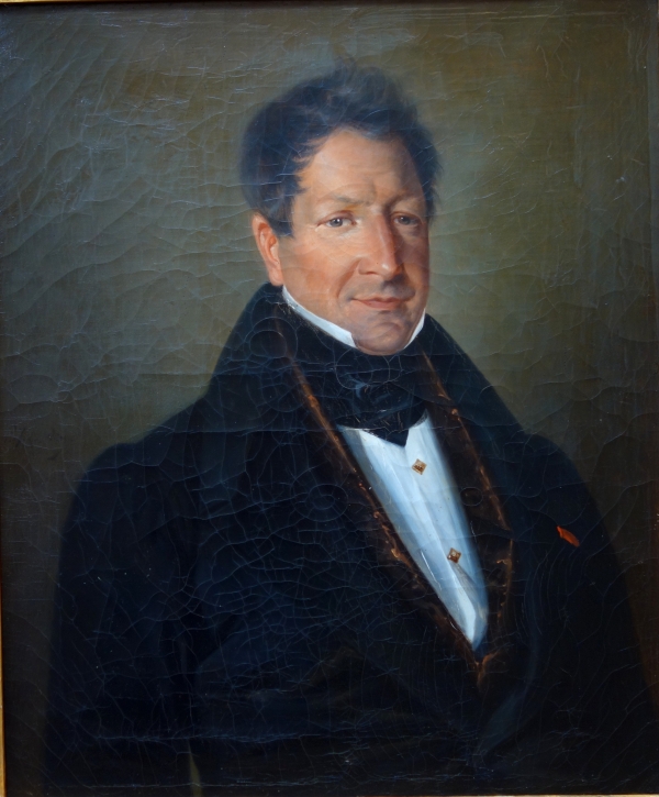 Early 19th century French school, portrait of an aristocrat in the 1830s - oil on canvas - 82.5cm x 73.4cm