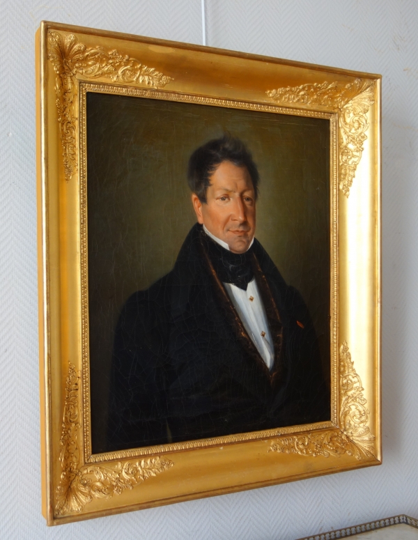 Early 19th century French school, portrait of an aristocrat in the 1830s - oil on canvas - 82.5cm x 73.4cm