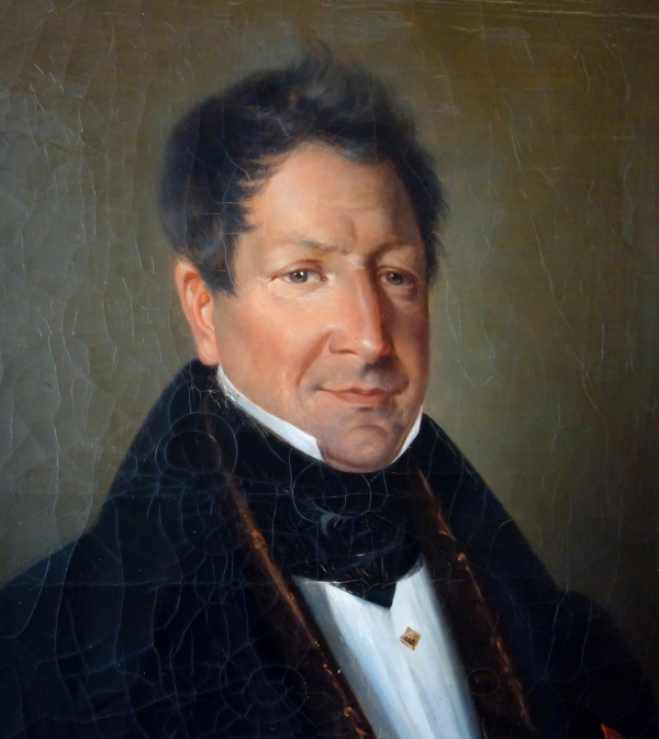 Early 19th century French school, portrait of an aristocrat in the 1830s - oil on canvas - 82.5cm x 73.4cm