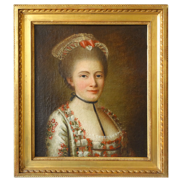 Ecole française du XVIIIe siècle, portrait d'aristocrate, huile sur toile signée et datée - Melle Porcher - 1768