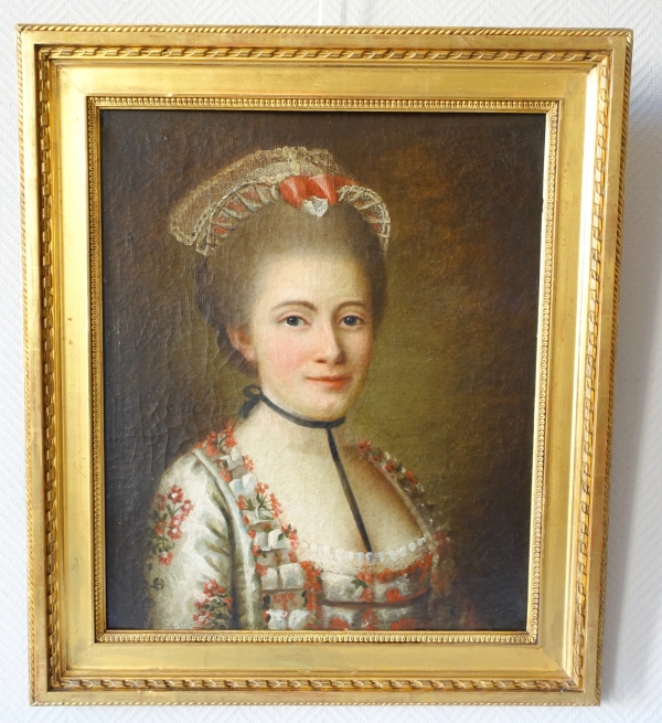 Ecole française du XVIIIe siècle, portrait d'aristocrate, huile sur toile signée et datée - Melle Porcher - 1768