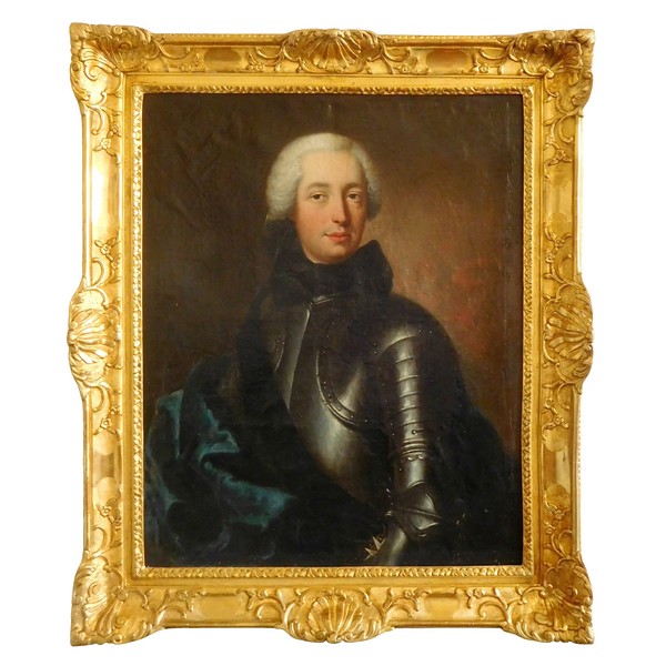 Baziray : portrait d'officier en cuirasse Chevalier de Malte signé & daté de 1738 