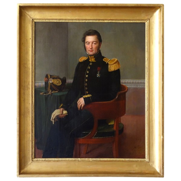 François Édouard Picot : portrait d'un Capitaine du 63e Régiment de Ligne en 1828 - HST - 80cm x 69cm