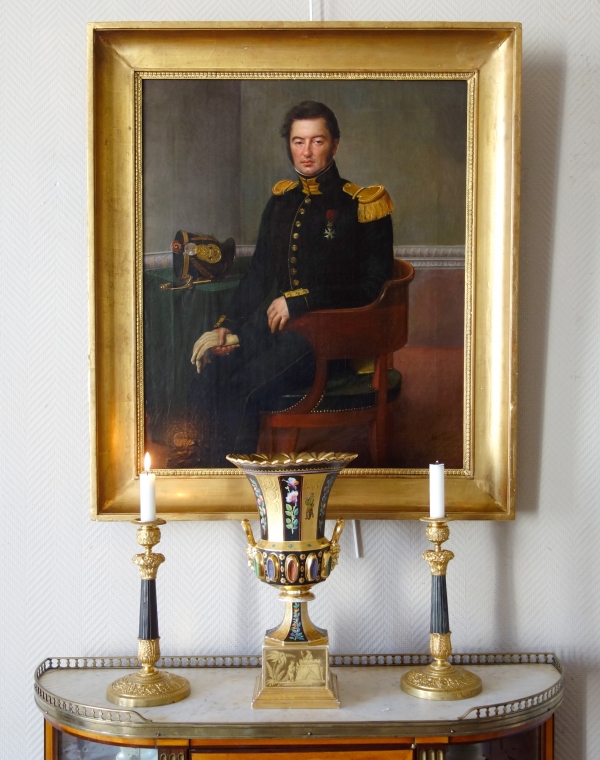 François Édouard Picot : portrait d'un Capitaine du 63e Régiment de Ligne en 1828 - HST - 80cm x 69cm