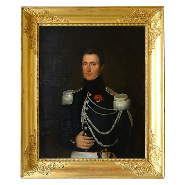 Large Empire portrait of an Officer, early 19th century oil on canvas circa 1820