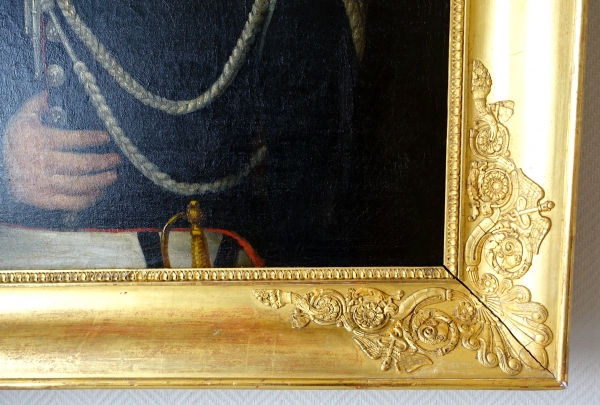 Grand portrait d'un capitaine de Cuirassiers officier de l'Empire, huile sur toile vers 1820 - 113cm x 93cm