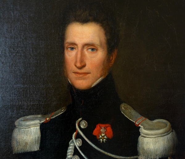 Grand portrait d'un capitaine de Cuirassiers officier de l'Empire, huile sur toile vers 1820 - 113cm x 93cm