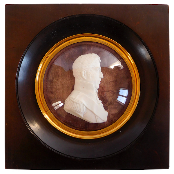 Porcelain biscuit miniature portrait of Charles X, early 19th century