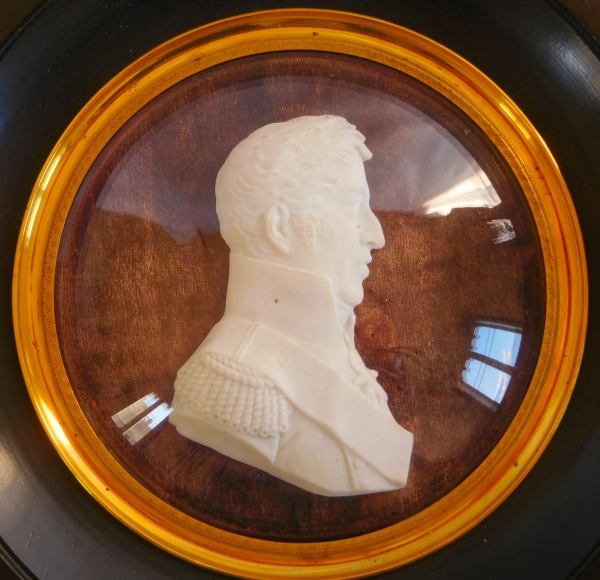 Porcelain biscuit miniature portrait of Charles X, early 19th century