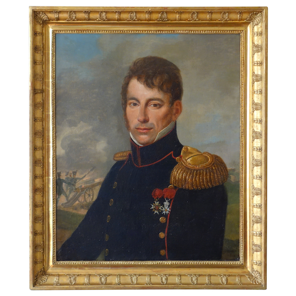 Portrait d'officier, Commandant d'Artillerie sous l'Empire, HST par JB Germain - 1814