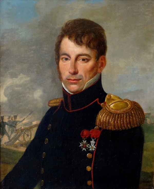 Portrait d'officier, Commandant d'Artillerie sous l'Empire, HST par JB Germain - 1814