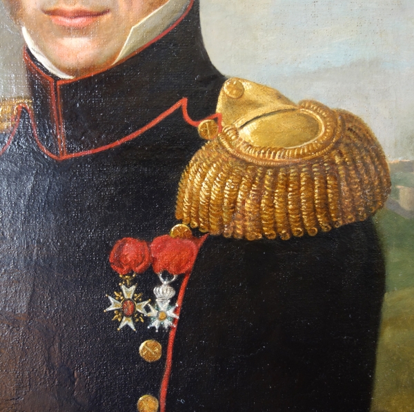 Portrait d'officier, Commandant d'Artillerie sous l'Empire, HST par JB Germain - 1814