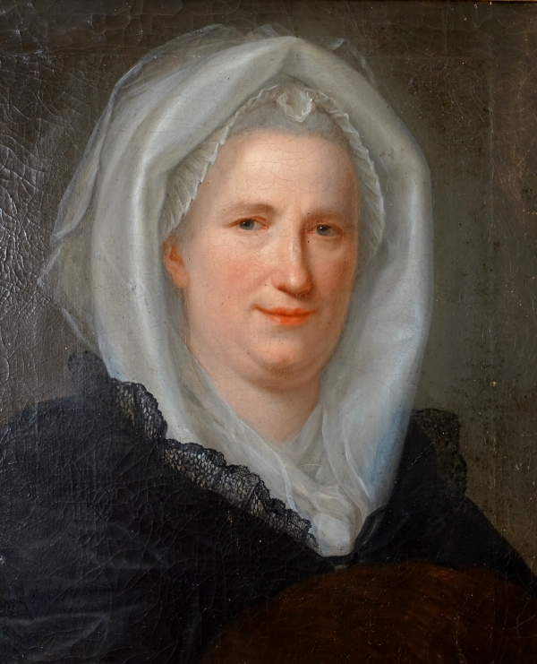 Ecole Française du XVIIIe siècle, grand portrait de dame aristocrate d'époque Louis XV - huile sur toile