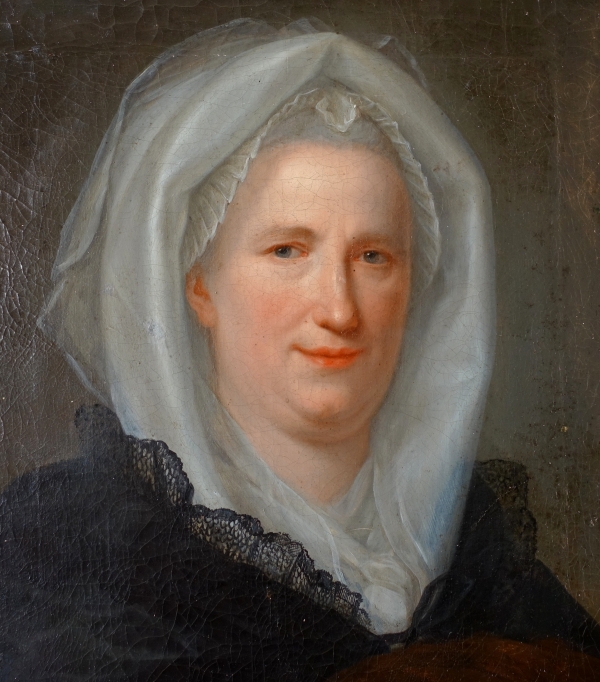 Ecole Française du XVIIIe siècle, grand portrait de dame aristocrate d'époque Louis XV - huile sur toile