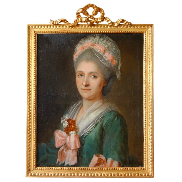 Ecole Française du XVIIIe siècle, portrait de dame aristocrate d'époque Louis XVI, huile sur toile