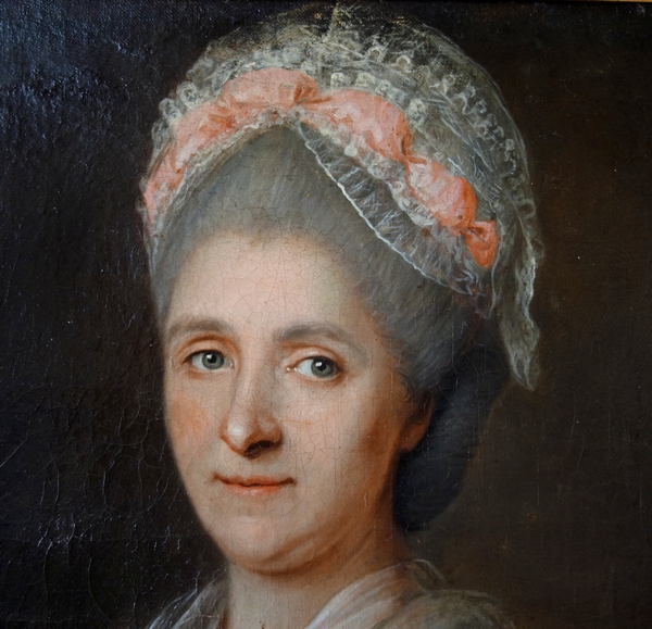 Ecole Française du XVIIIe siècle, portrait de dame aristocrate d'époque Louis XVI, huile sur toile