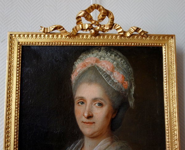18th century French school, portrait of an aristocrat lady, Louis XVI period - Oil on canvas