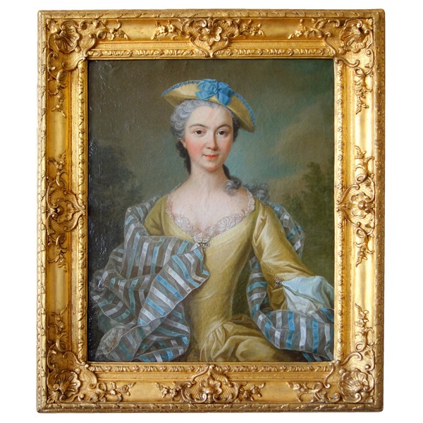 18th century French school, entourage of Nattier - portrait of a lady in its original frame