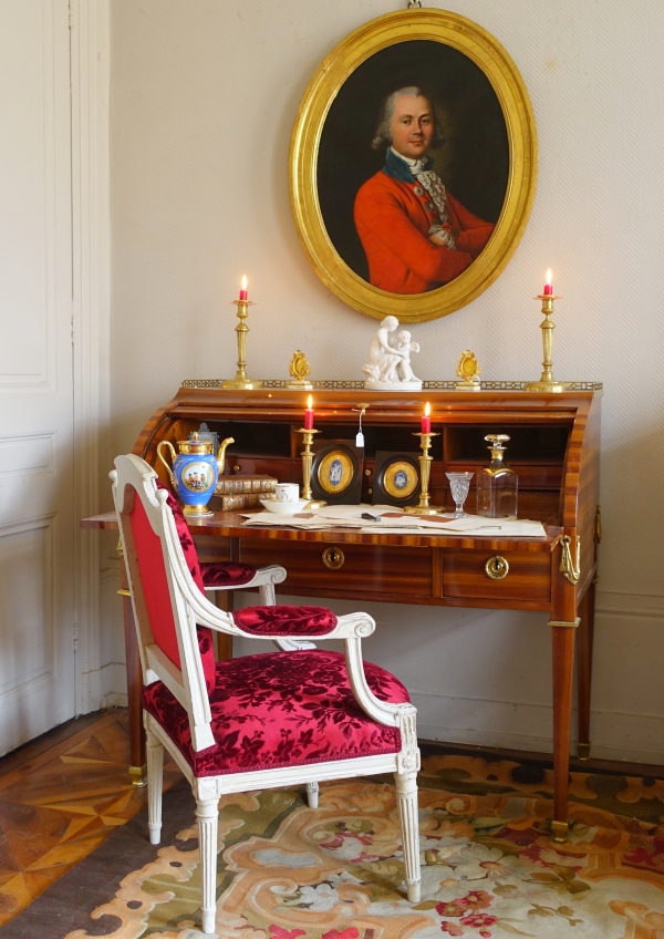 Ecole française du XVIIIe siècle, portrait d'aristocrate d'époque Louis XVI Directoire - Huile sur toile