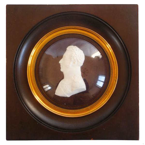 Porcelain biscuit miniature portrait of Duke of Angouleme, early 19th century