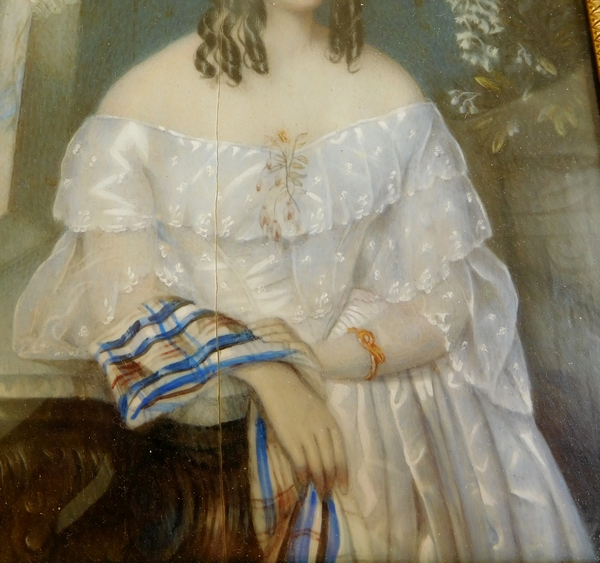 Large painting on ivory, French aristocrat in the 1850's