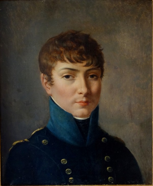 Portrait of an Imperial High School student under the Empire, oil on canvas attributed to Van Gorp