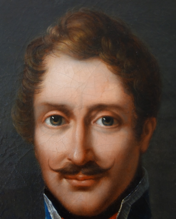 Portrait du Colonel Pozac, héros de l'Empire avec son sabre d'honneur - 1er Régiment de Hussards - huile sur toile