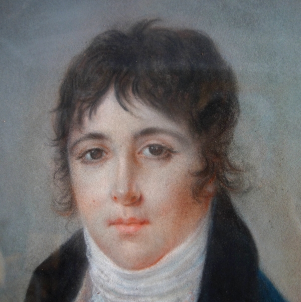 Early 19th century French school, pastel portrait of a young man - Empire period